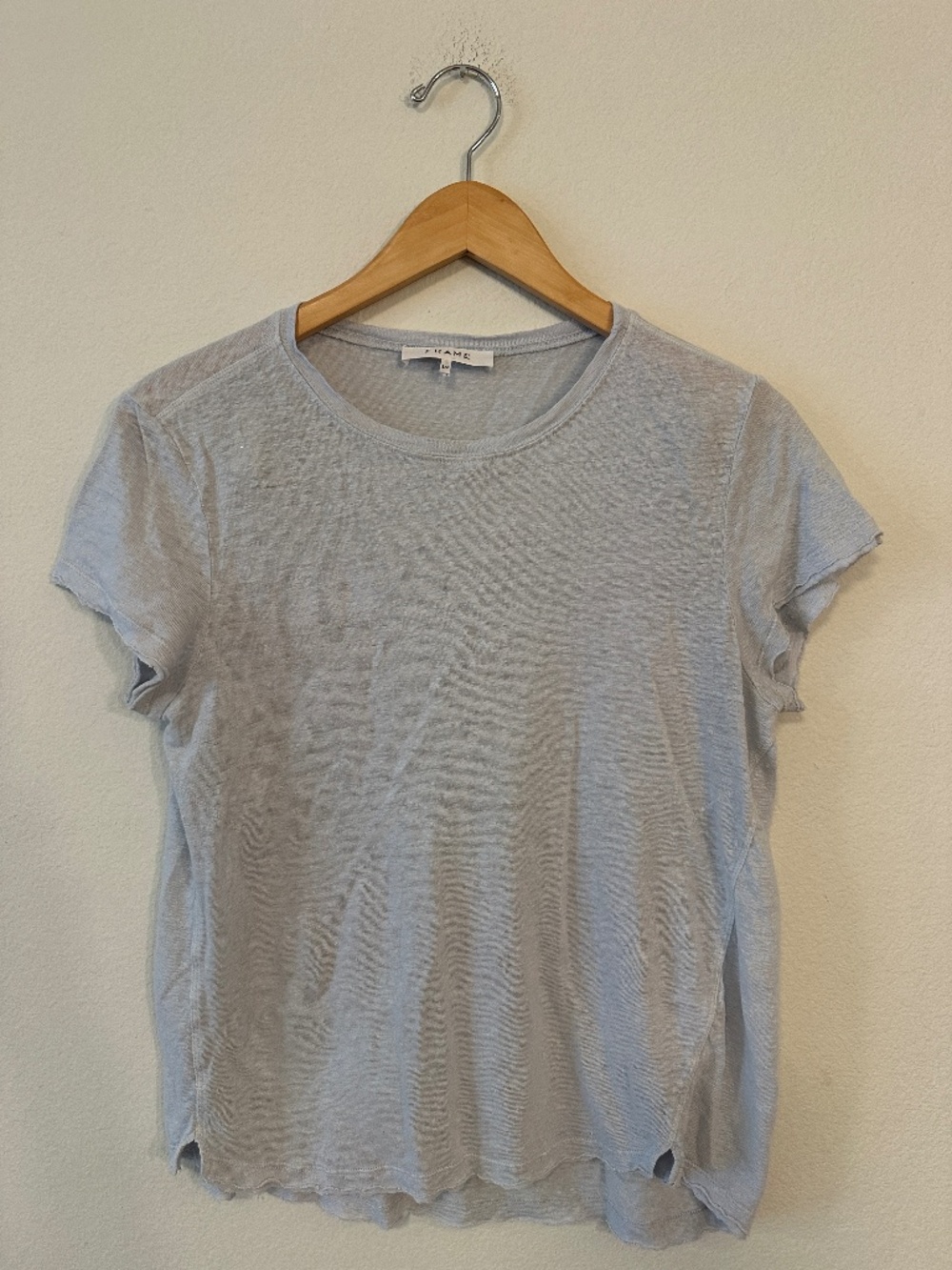 FRAME Easy True Organic Linen Tee Morning Sky Blue Women's Small